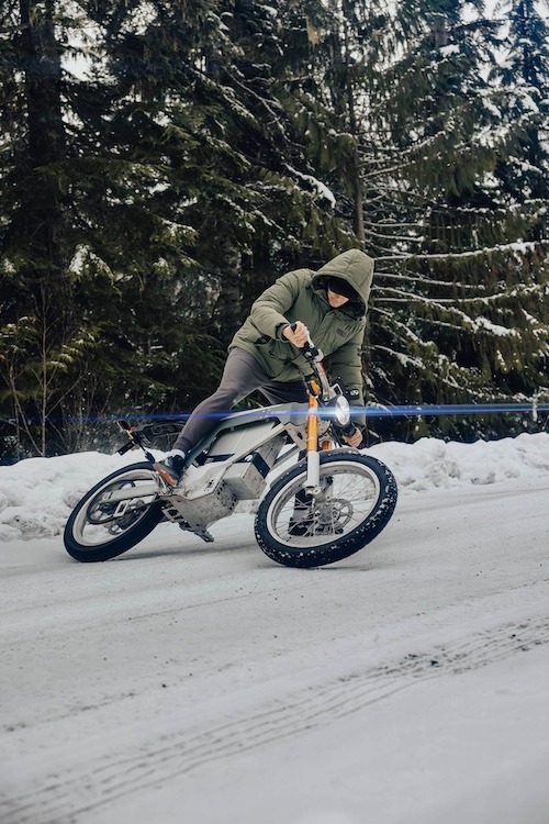 mountain bike in the snow