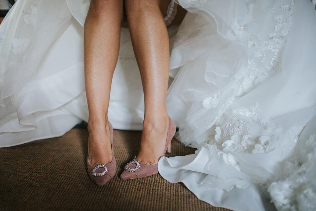 wedding dress and shoes