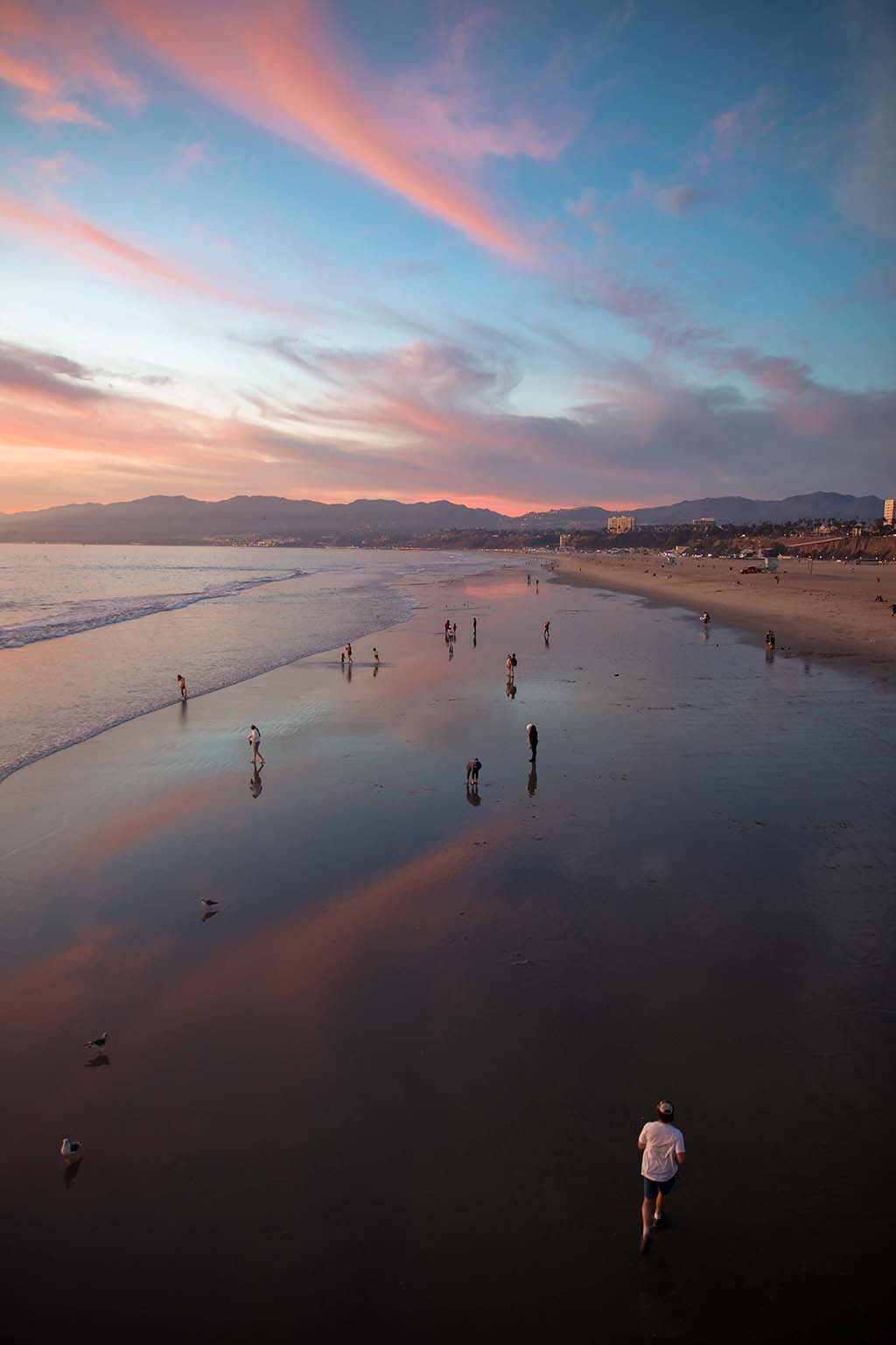 Santa Monica beach at sunset