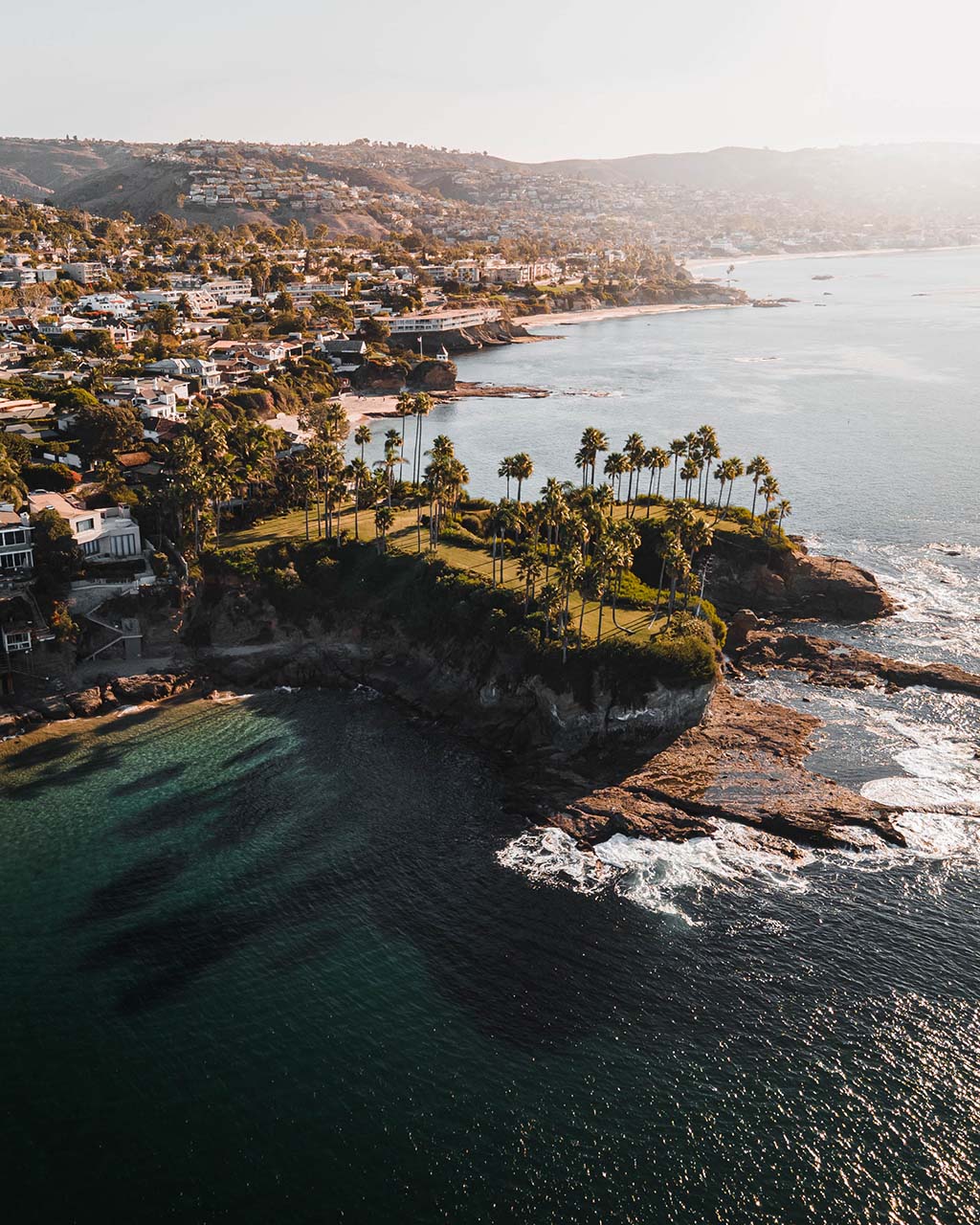 Drone shot of the California coast